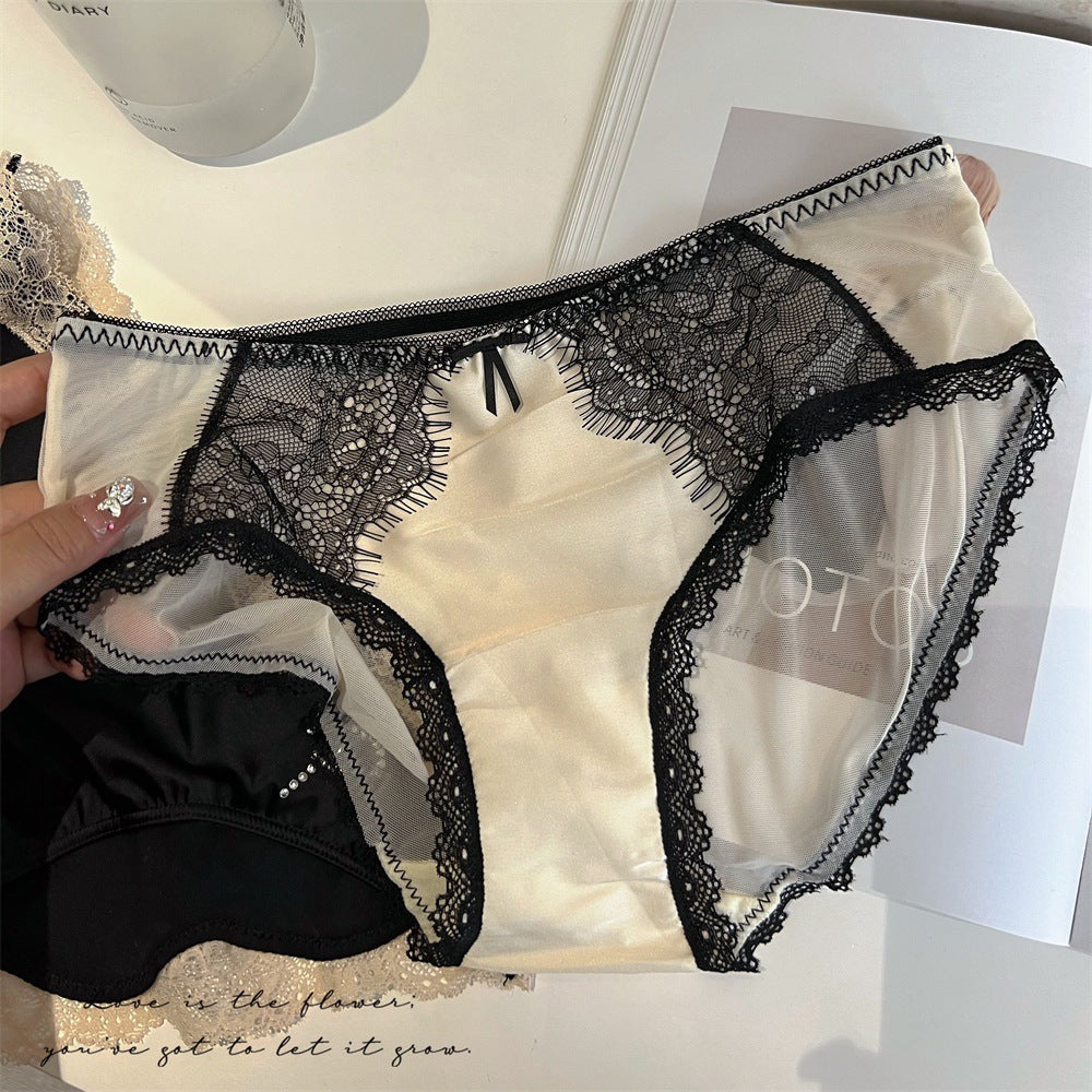 Women's Retro High Luxury Lace Underwear French Eyelash Stitching Panties