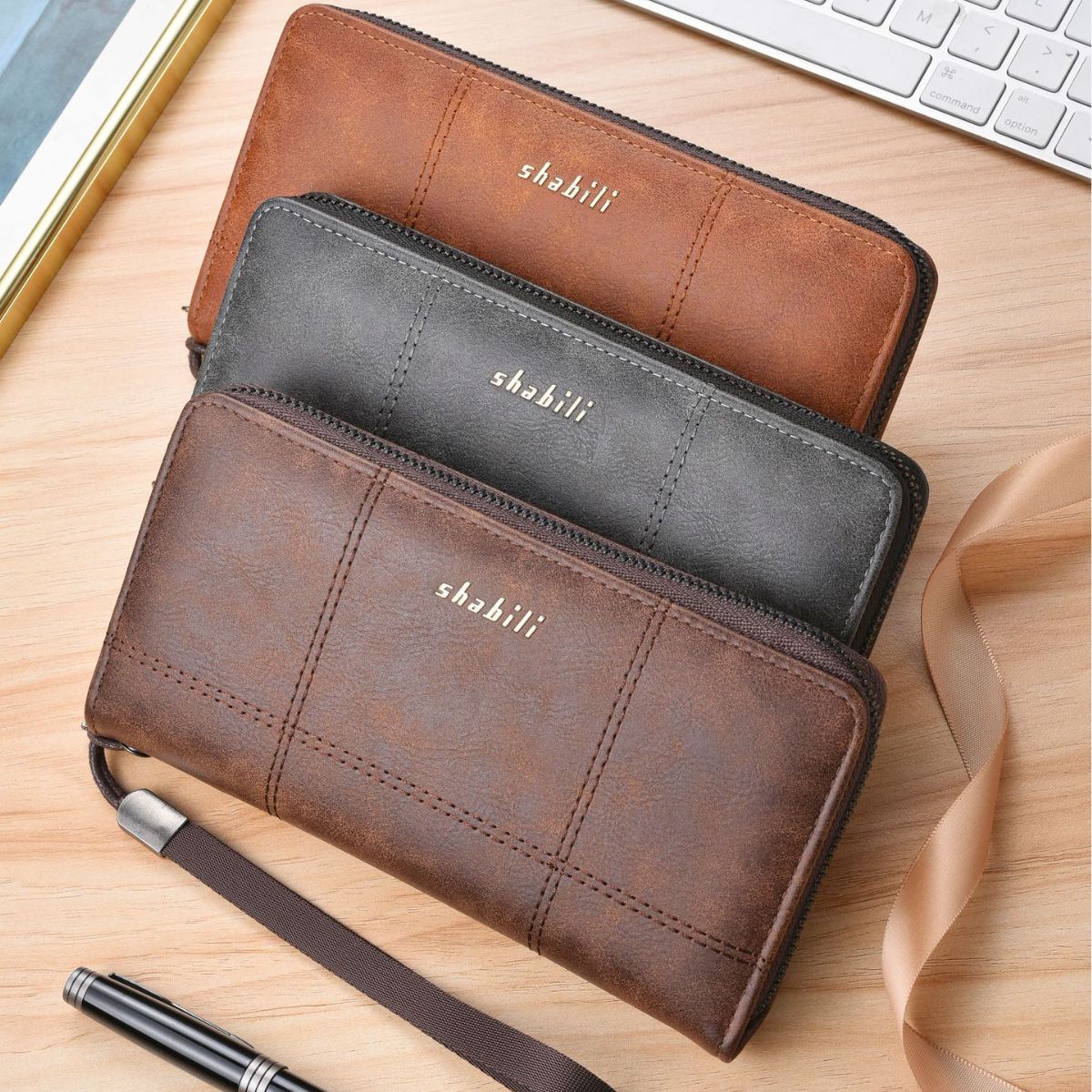 Men's Long Multiple Slots Large Capacity Zipper Men's Wallet