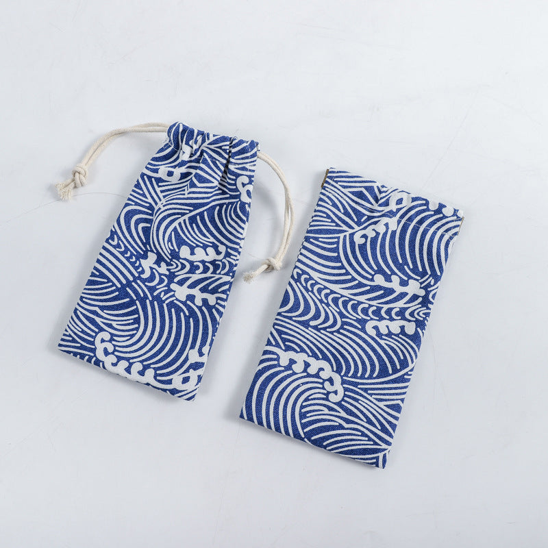 Portable Printing Canvas Jewelry Drawstring Pocket Coin Purses