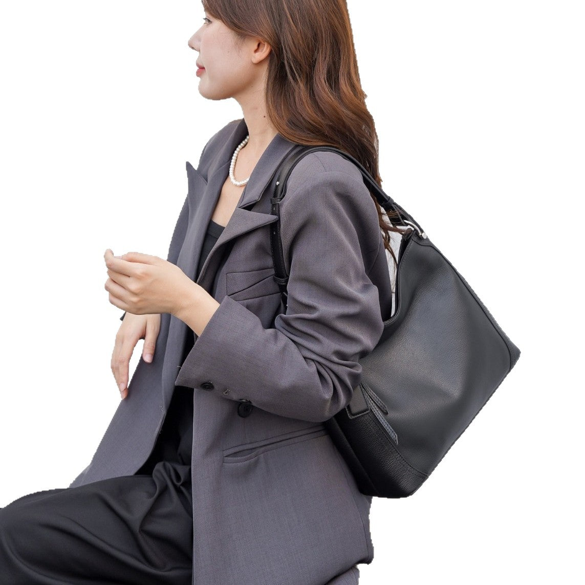 Top Layer Cowhide Natural Fall Large Capacity Commuter Women's Shoulder Bag
