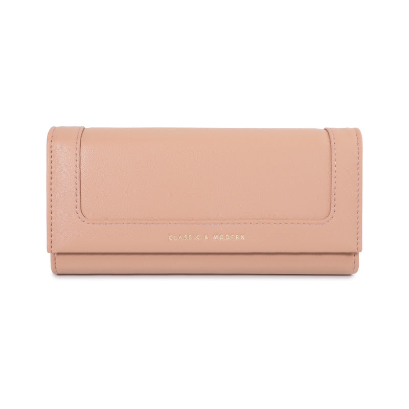 Women's Long Good-looking Lady's Simple Elegant Three-fold Ladies Wallet