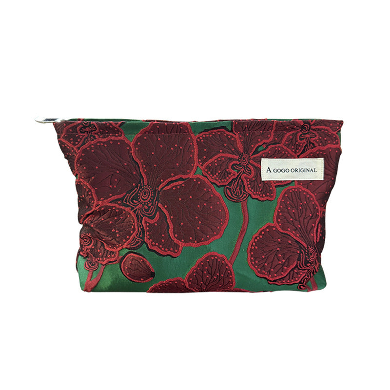 Retro Flower Portable Skin Care Buggy Makeup Bag