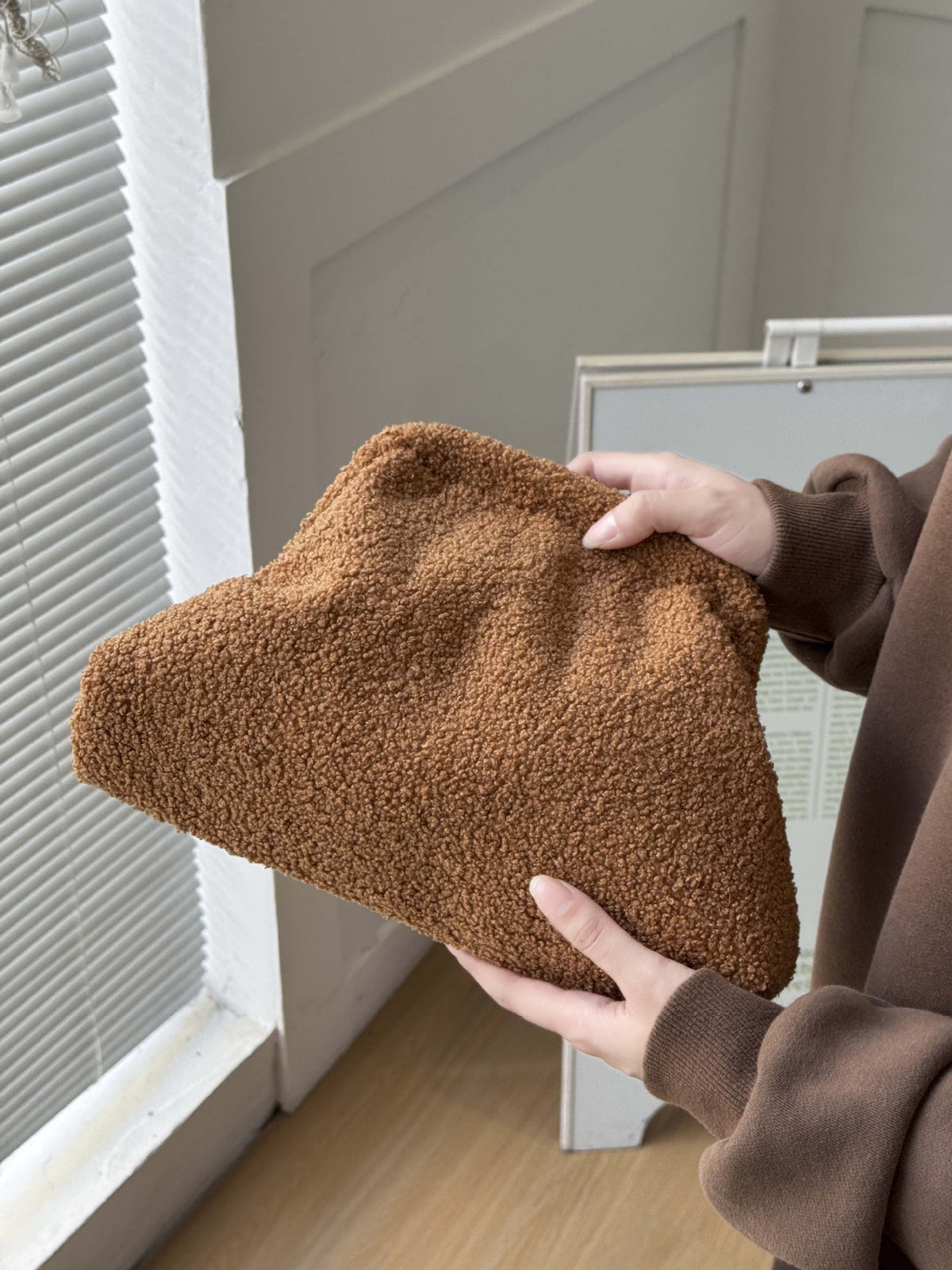 Soft Teddy Plush Toiletry Zipper Powder Cosmetic Bags