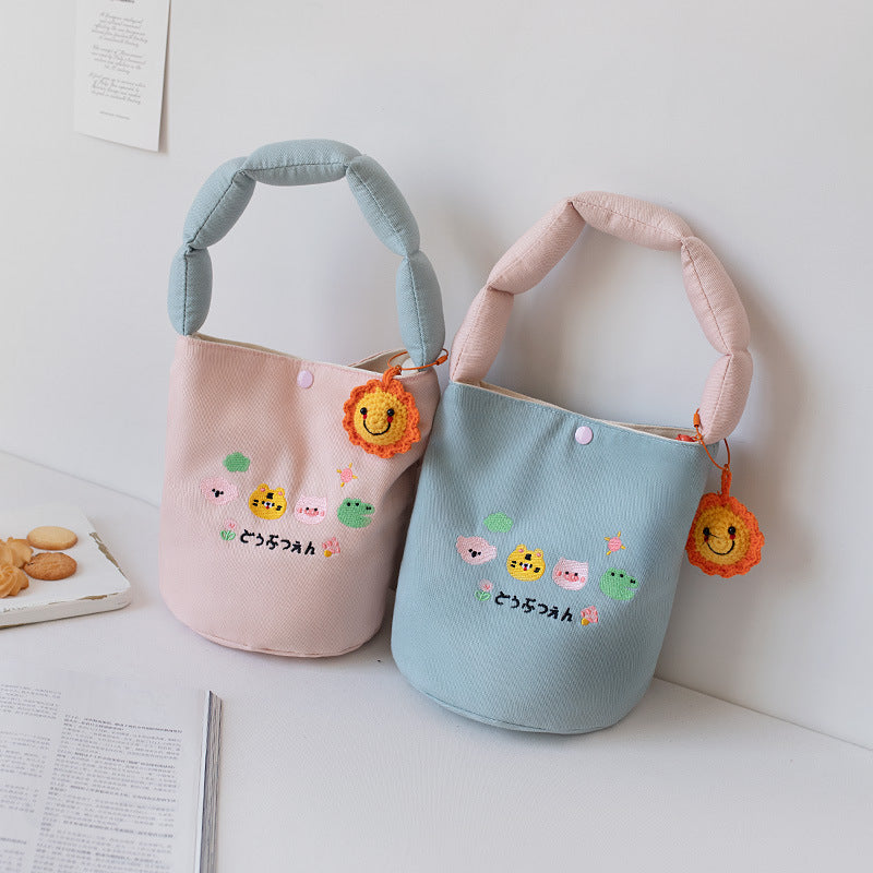 Summer Canvas Underarm Female Niche Cute Embroidered Flower Handbags