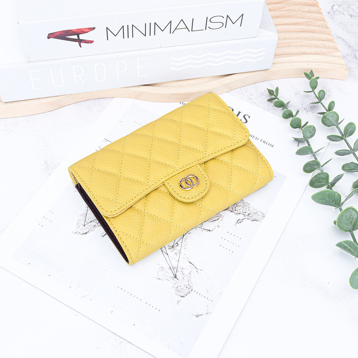 Women's Classic Style Caviar Mid-length Leather Rhombus Ladies Wallet