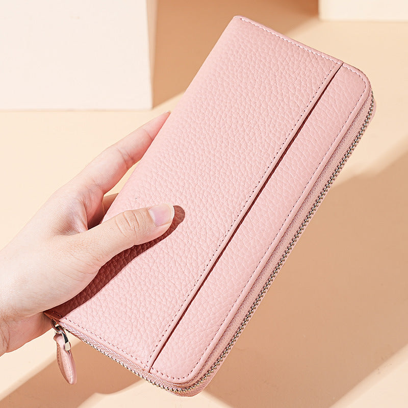 Women's Genuine Leather Long Zipper Clutch Bags