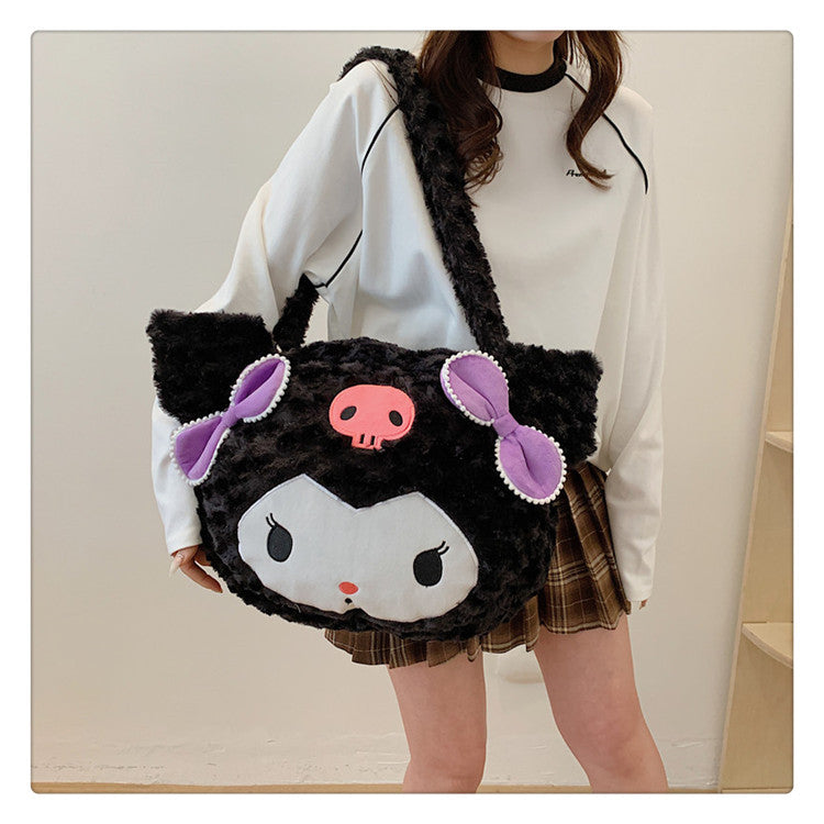 Plush Cartoon Make-up Cute Portable Big Face Street Fashion Cat Bags