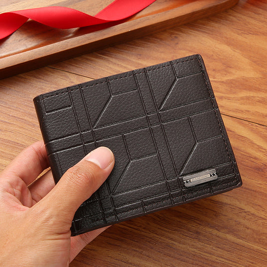 Men's Fashion Plaid Horizontal Soft Leather Large Men's Wallets