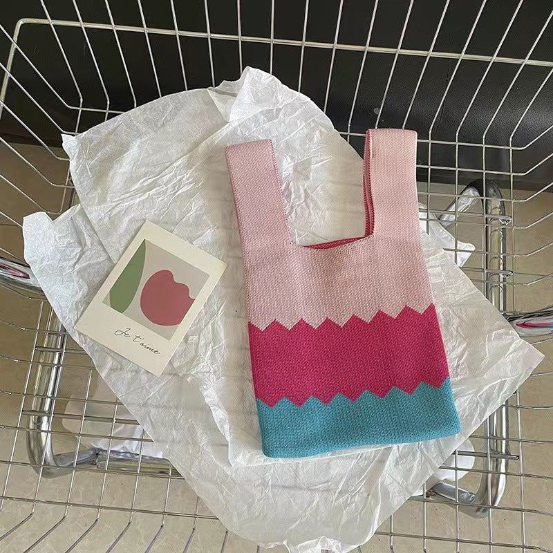 Women's Capacity Striped Knitted Portable Out Bags