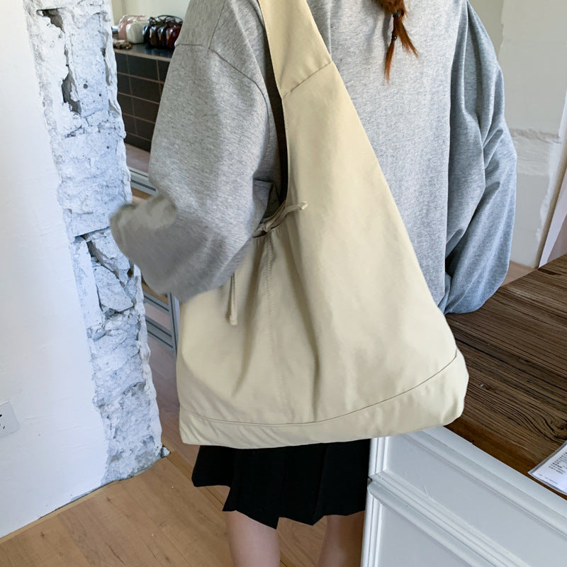 Capacity Simple Plain Bow Canvas Idle Style Commuter Tote Bags