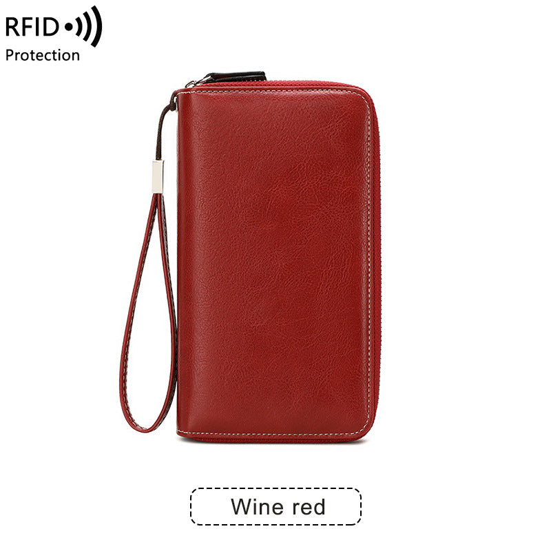 Double Layer Zipper Large Capacity Long Portable Card Holder