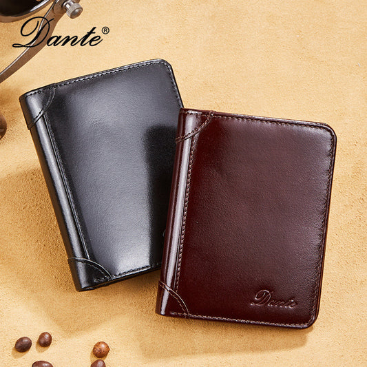 Men's Genuine Leather Oil Wax First Layer Cowhide Men's Wallets