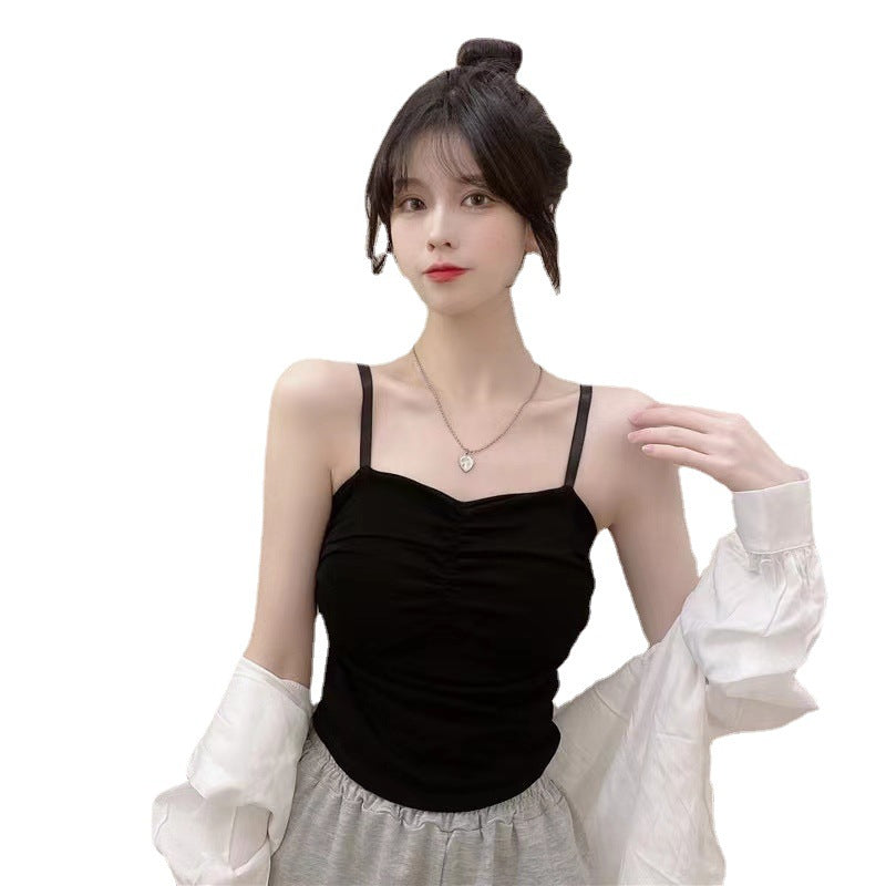 Women's Wear Outer Beauty Back Design Pleated With Tanks Camis