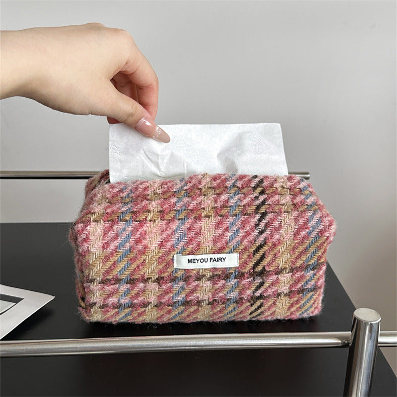 Knitted Tissue Box Home Bedroom Living Room Storage Portable Paper Makeup Bag
