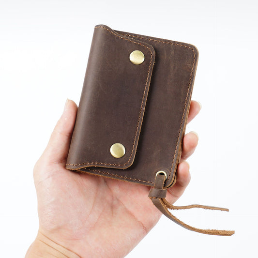Simple Handmade Genuine Leather Short Vintage Crazy Card Holder