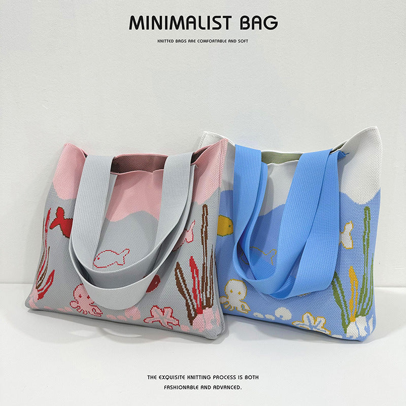 Women's Octopus Cartoon Versatile Large Capacity Good-looking Shoulder Bags