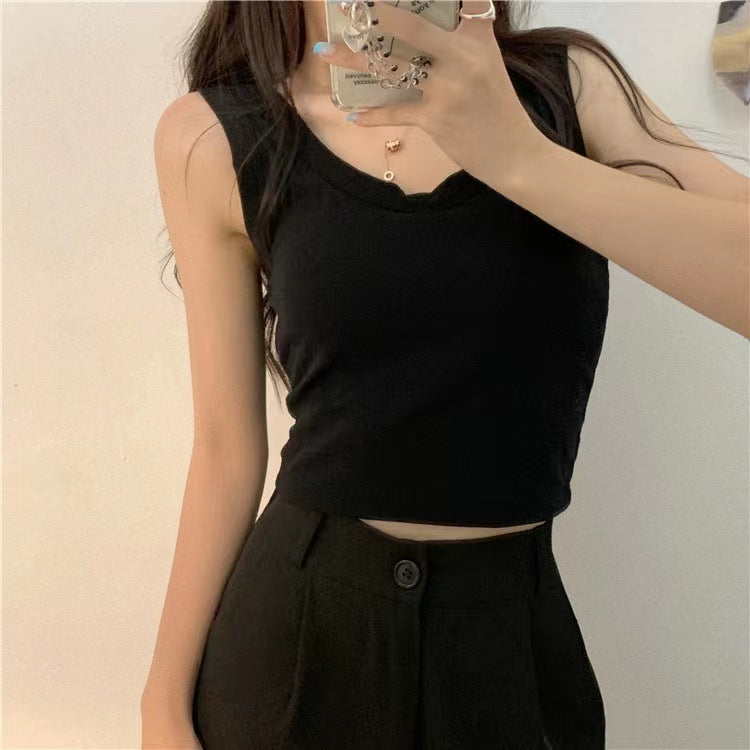 Women's Vest With Chest Pad Fixed Cup Wrapped Outer Wear Tanks Camis