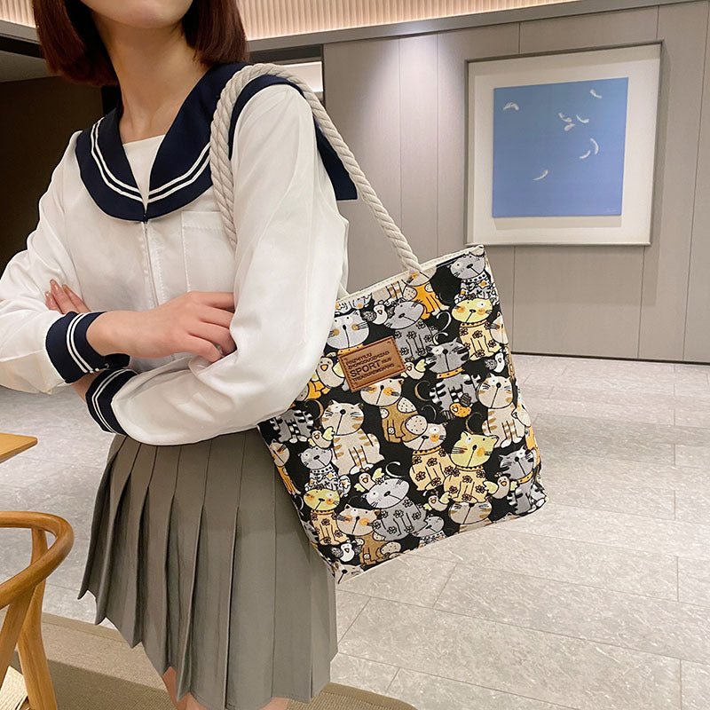 Women's Canvas Trendy Simple Textured Large Capacity Women's Shoulder Bag