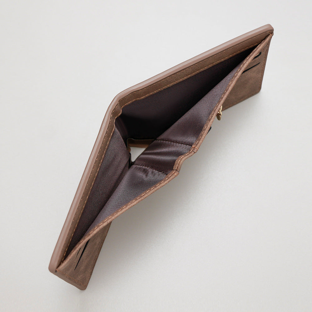 Men's Retro Short Horizontal Sier Frosted Dollar Men's Wallet