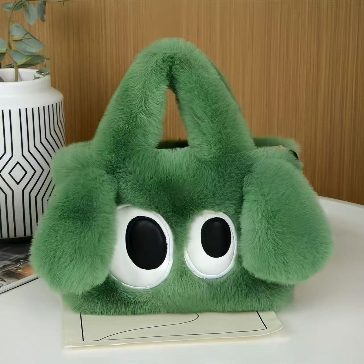 Children's Big Eye Dog Plush Chain Imitate Rex Rabbit Tote Bags