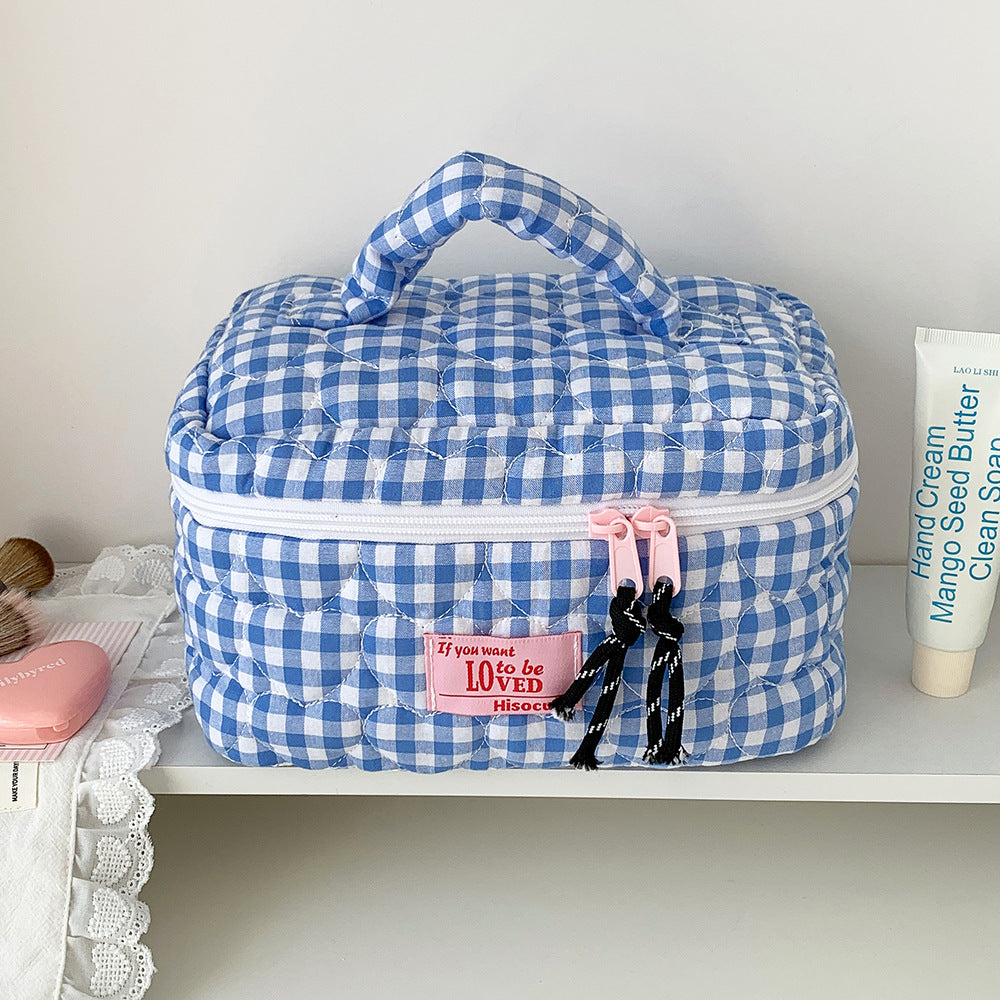 Portable Large Capacity Color Plaid Storage Bags