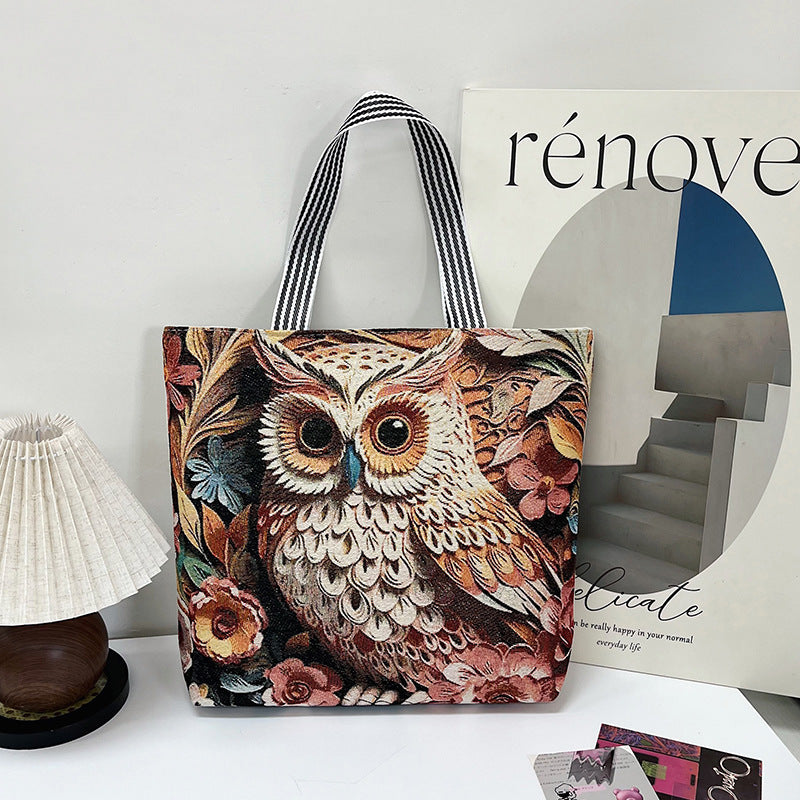 Women's Fashion Gold Silk Embroidered Animal Large Capacity Ethnic Style Women's Shoulder Bag