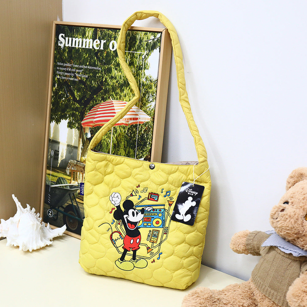 Mickey Embroidered Quilted Cartoon Fashion Waterproof Large Women's Shoulder Bag