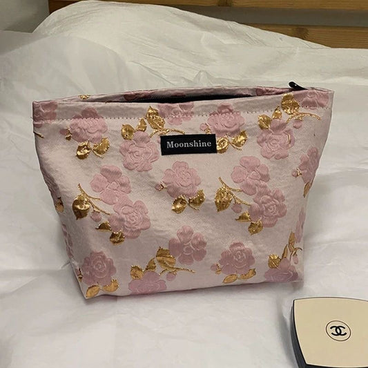 Large Capacity Portable Fresh Floral Buggy Cosmetic Bags