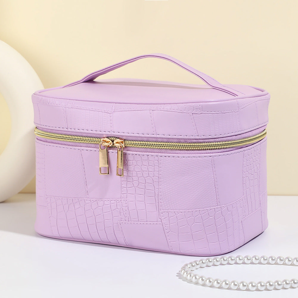 Women's Simple Crocodile Pattern High-grade Large Capacity Storage Waterproof Portable Cosmetic Bags