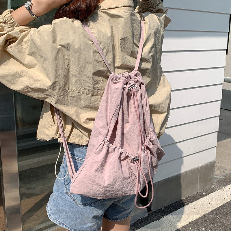 Niche High-grade Large Capacity Pleated Drawstring Backpacks