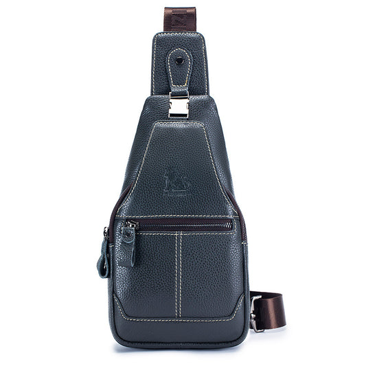 Men's Leather First Layer Cowhide Retro Style Men's Chest Bags