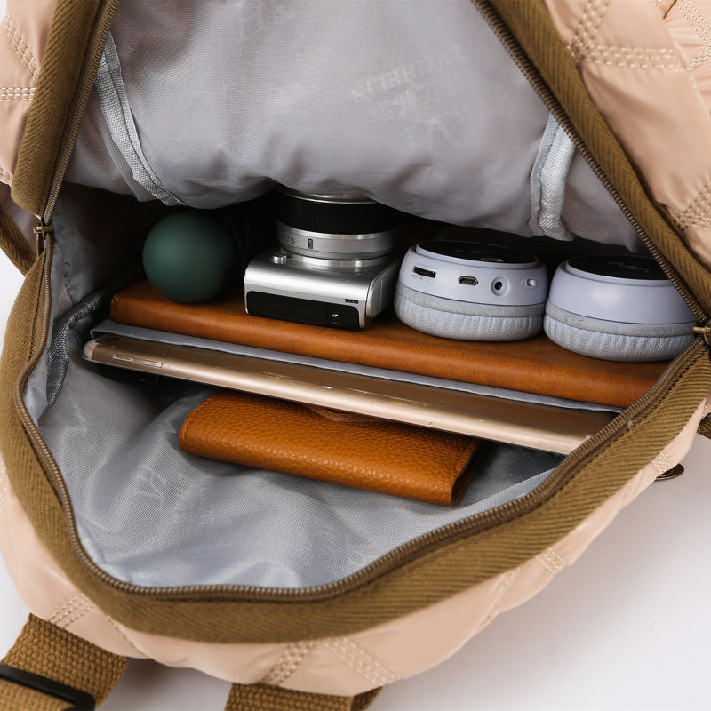 Simple Rhombus Cotton Jacket Large Capacity Travel Bags