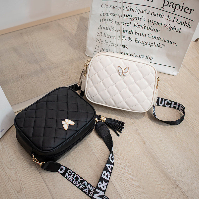 Stylish Pretty Women's Diamond Plaid Tassel Bags