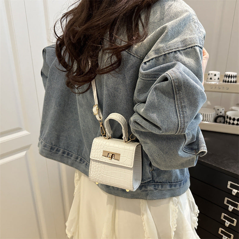 Retro Simple Graceful Summer Solid Color Textured Stone Pattern Fashion Women's Shoulder Bag