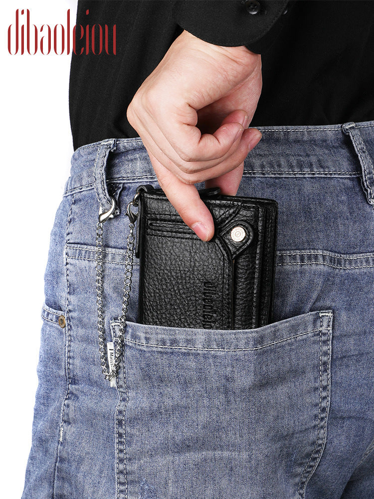 Men's Chain Retro Driving License Zipper Men's Wallets