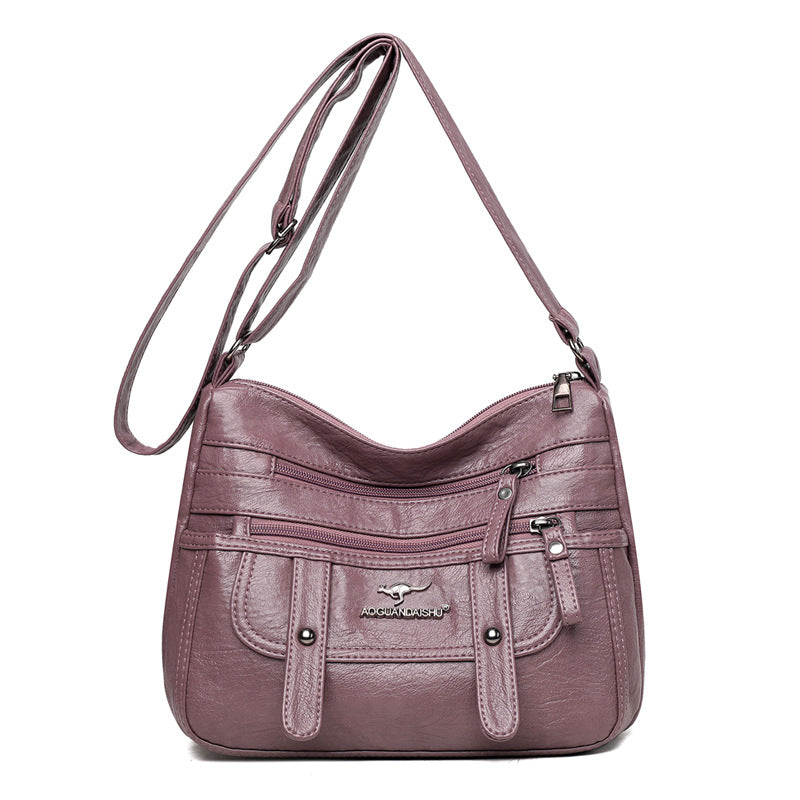 Women's Soft Leather Textured Fashion Large Capacity Shoulder Bags