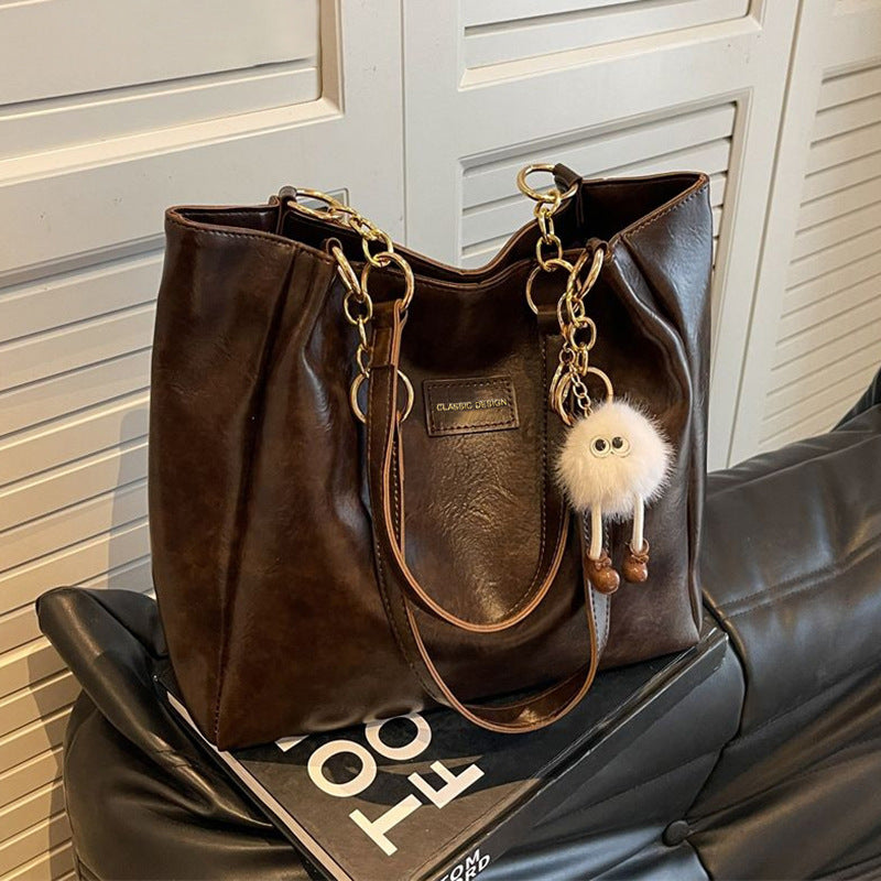 Women's Genuine Leather Large Capacity Retro Commuting Shoulder Bags