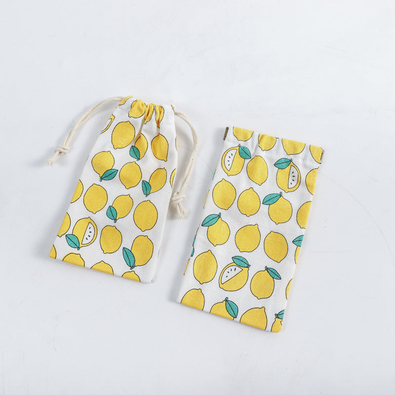 Portable Printing Canvas Jewelry Drawstring Pocket Coin Purses