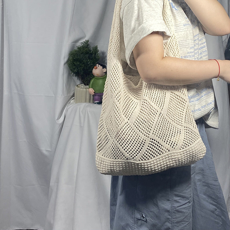 Women's Hollow Knitted Vacation Weaving Large Capacity Seaside Women's Shoulder Bag