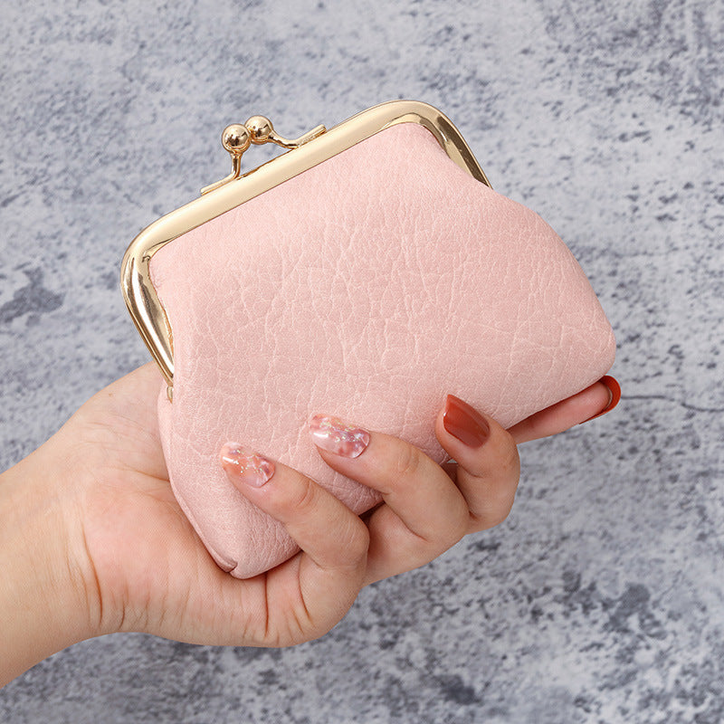 Retro Fashion Short Mini Clutch Oil Wax Leather Earphone Ladies Wallet