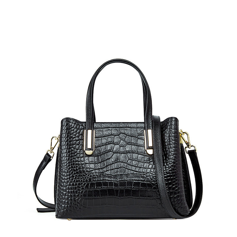 Women's Crocodile Pattern Top Layer Fashionable Temperament Handbags