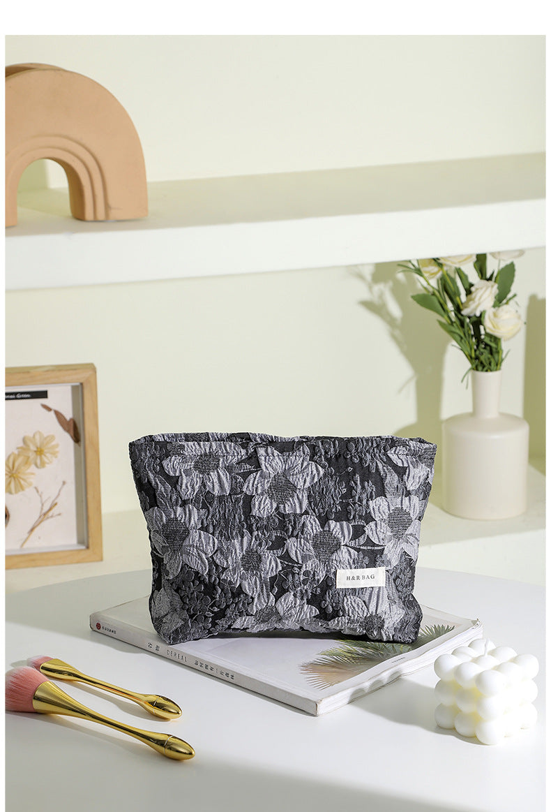 Embroidery Hand-held Portable Canvas Storage Skin Handbags