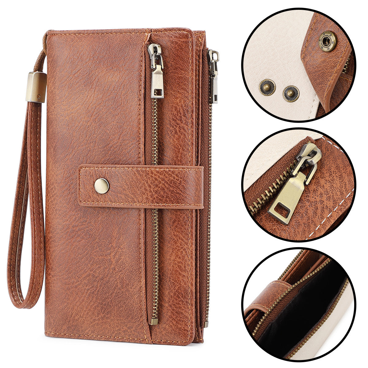 Women's Swiping Long Fashion Retro Multiple Slots Handbags