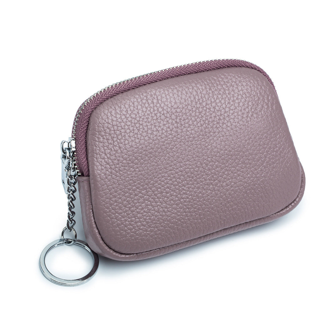 Simple Soft Leather Zip Versatile Earphone Coin Purses