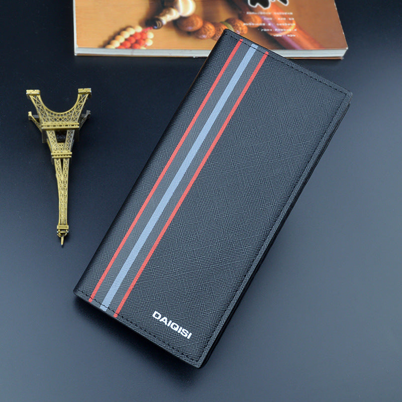 Men's Long Type Clutch Vertical Green Multiple Slots Large Capacity Men's Wallets