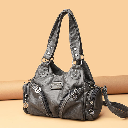 Women's Summer Retro Motorcycle Fashion Solid Color Crossbody Bags