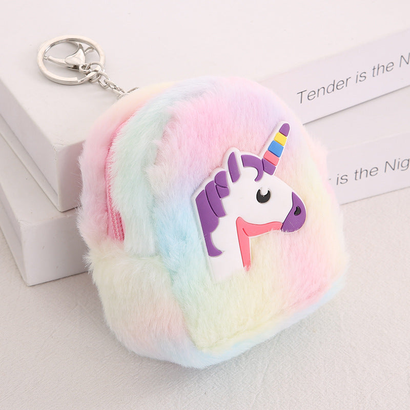 Korean Unicorn Plush Portable Headset Storage Ladies Wallet