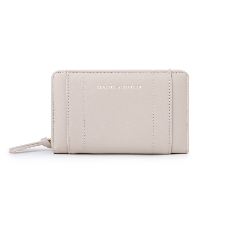 Large Capacity Design Solid Color Two Ladies Wallet