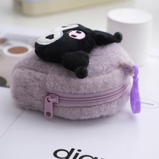 Versatile Cartoon Change Plush Cute Purple Purses