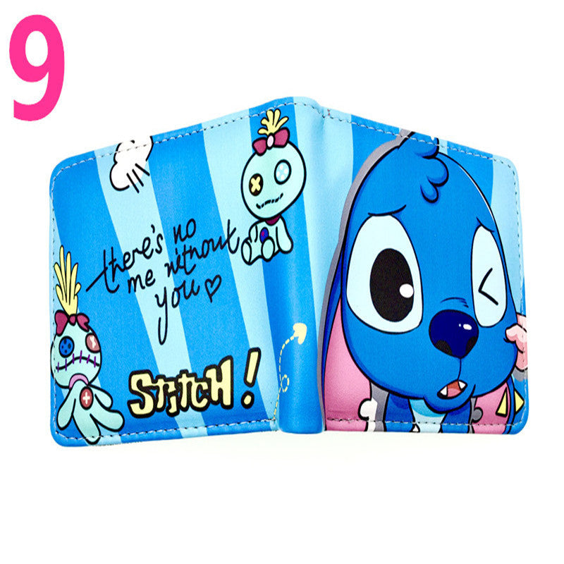 Cute Cartoon Stitch Short Anime Blue Long Ears Coin Purses